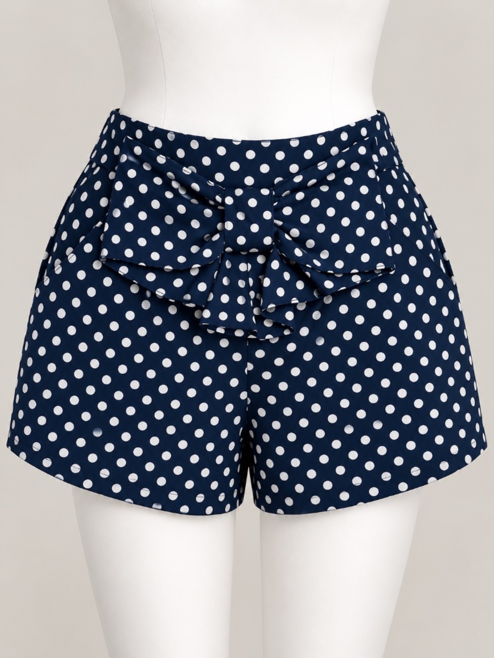 Disney by LC Lauren Conrad Navy White Bow Polka Dot Shorts Women's Size S